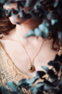 Victorian Etruscan Revival Garnet Cabochon Necklace