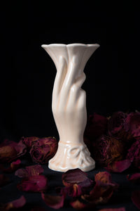 Victorian Style Peachy Fluted Hand Vase