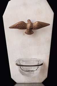 Marble Holy Water Font with Brass Bird