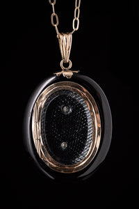 Victorian Onyx Forget Me Not Mourning Locket