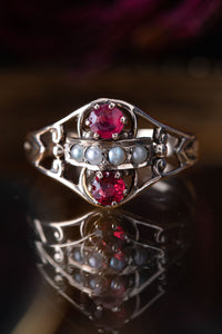 Victorian Ruby Paste and Pearl Ring