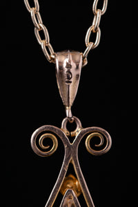 Art Nouveau Diamond and Pearl Lavalier Necklace