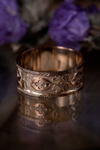 Victorian Hand Chased Pinchbeck Cigar Band Ring