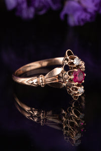 Victorian Ruby and Diamond Navette Engagement Ring