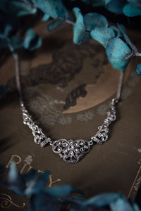 Art Deco Ornate Silver Marcasite Necklace