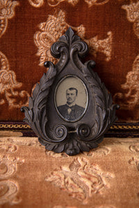 Pair of Victorian Vulcanite Frames with Tintype Couple Portraits