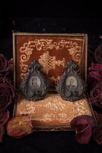 Pair of Victorian Vulcanite Frames with Tintype Couple Portraits