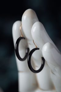 Victorian Black Enamel Hoop Earrings