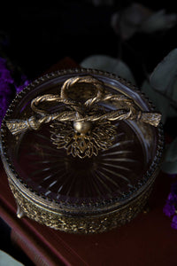 Victorian Style Ormolu Perfume Bottle and Jewelry Casket Vanity Set